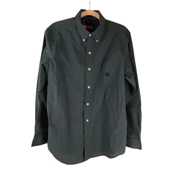 Chaps Mens Green Plaid Button-Down Shirt M Tall Long Sleeve Cotton Blend Easy Ca - Picture 6 of 11